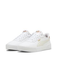 Puma - Damskie sneakersy Carina 2.0 PUMA White Frosted Ivory Caramel Latte Beige. Kolor: biały, beżowy, wielokolorowy. Sport: turystyka piesza