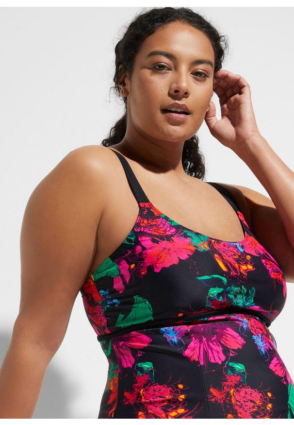 bonprix - Sukienka kąpielowa z okrągłym dekoltem. Kolor: czarny. Długość rękawa: na ramiączkach. Styl: elegancki