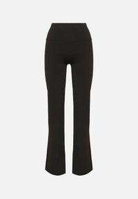 Born2be - Czarne Legginsy Dzwony z Wysokim Stanem i Szeroką Gumką w Talii Idoreia. Okazja: na co dzień. Stan: podwyższony. Kolor: czarny. Styl: elegancki, casual