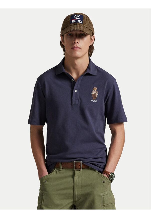Polo Ralph Lauren Polo 710P00083001 Granatowy Custom Slim Fit. Typ kołnierza: polo. Kolor: niebieski. Materiał: bawełna