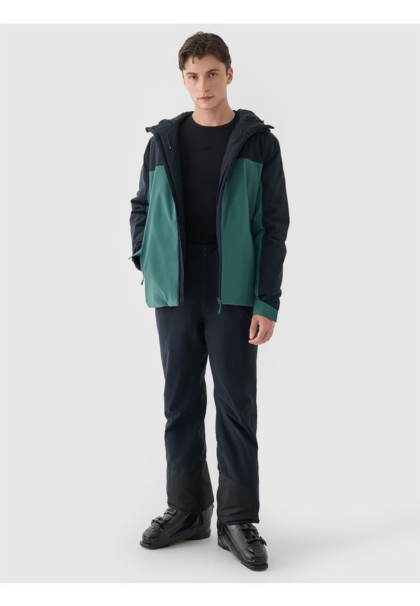 4f - 4F Spodnie narciarskie z szelkami membrana 5000 męskie - czarne 3XL. Kolor: czarny. Materiał: dzianina, materiał, tkanina. Wzór: gładki. Sezon: zima. Sport: narciarstwo