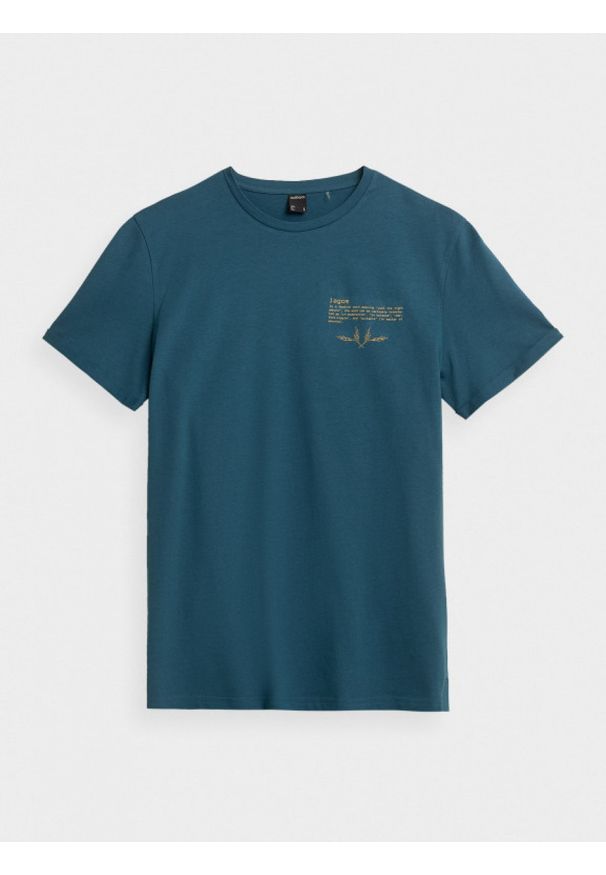 outhorn - T-shirt z nadrukiem męski. Okazja: na co dzień. Materiał: materiał, bawełna, dzianina. Wzór: nadruk. Styl: casual