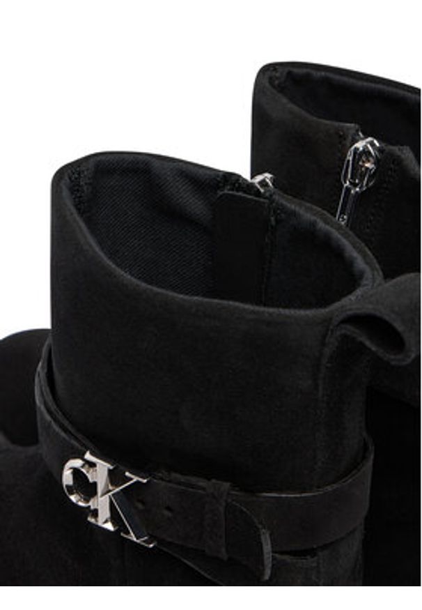 Calvin Klein Botki Ankle Boot W/ Metal Logo Sue HW0HW02664 Czarny. Kolor: czarny. Materiał: zamsz, skóra