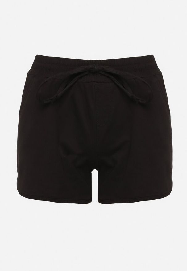 Born2be - Czarne Bawełniane Szorty z Gumką w Talii Cazorea. Okazja: na co dzień. Kolor: czarny. Materiał: bawełna. Sezon: lato. Styl: elegancki, casual
