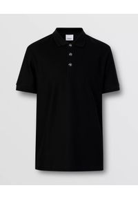 Burberry - BURBERRY - Czarna koszulka polo. Typ kołnierza: polo. Kolor: czarny. Materiał: jeans, bawełna. Wzór: aplikacja. Styl: klasyczny #2