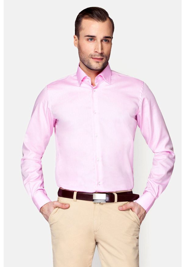 Lancerto - Koszula Różowa Klaus. Kolor: różowy. Materiał: tkanina, bawełna. Styl: elegancki