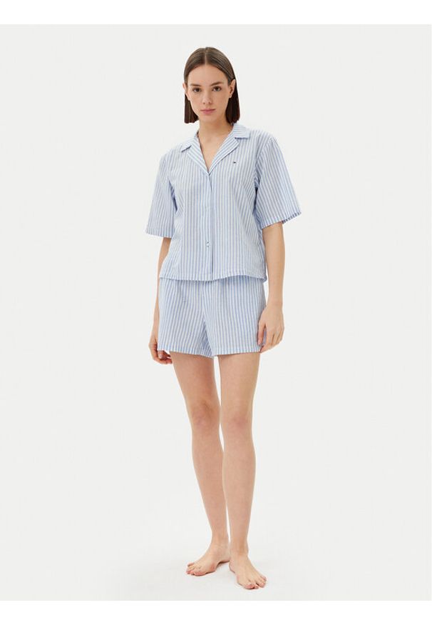 TOMMY HILFIGER - Tommy Hilfiger Piżama UW0UW05799 Błękitny Regular Fit. Kolor: niebieski. Materiał: bawełna
