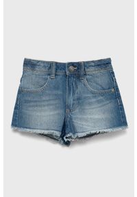 United Colors of Benetton szorty jeansowe dziecięce gładkie regulowana talia. Okazja: na co dzień. Kolor: niebieski. Materiał: jeans. Długość: długie. Wzór: gładki. Styl: casual #1