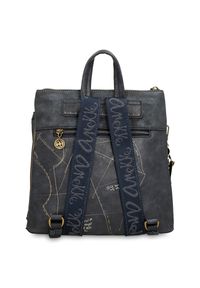 Granatowy Elegancki Damski Plecak Anekke. Kolor: niebieski. Materiał: materiał. Wzór: nadruk, haft, aplikacja. Styl: elegancki #4