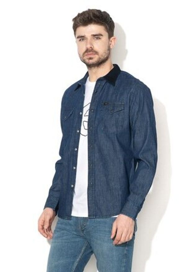 Lee - LEE WESTERN SHIRT MĘSKA KOSZULA JEANSOWA Z DŁUGIM RĘKAWEM RINSE L643KXCY. Materiał: jeans. Długość rękawa: długi rękaw. Długość: długie