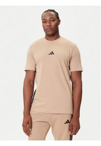 Adidas - adidas T-Shirt Essentials 3-Stripes JX0734 Beżowy Regular Fit. Kolor: beżowy. Materiał: bawełna