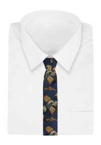 Męski Krawat - Alties - Granatowy z Motywem Liści. Kolor: wielokolorowy. Materiał: tkanina. Styl: elegancki, wizytowy #2