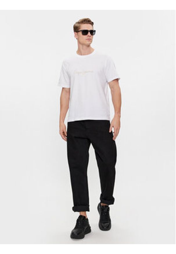 Pepe Jeans T-Shirt Chris PM509207 Biały Slim Fit. Kolor: biały. Materiał: bawełna