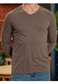 Sinsay - Bawełniana koszulka basic - brązowy. Kolor: brązowy. Materiał: bawełna