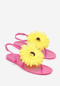 Renee - Różowe Sandały Japonki z Kwiatem Tristiva. Kolor: różowy. Wzór: kwiaty. Sezon: lato