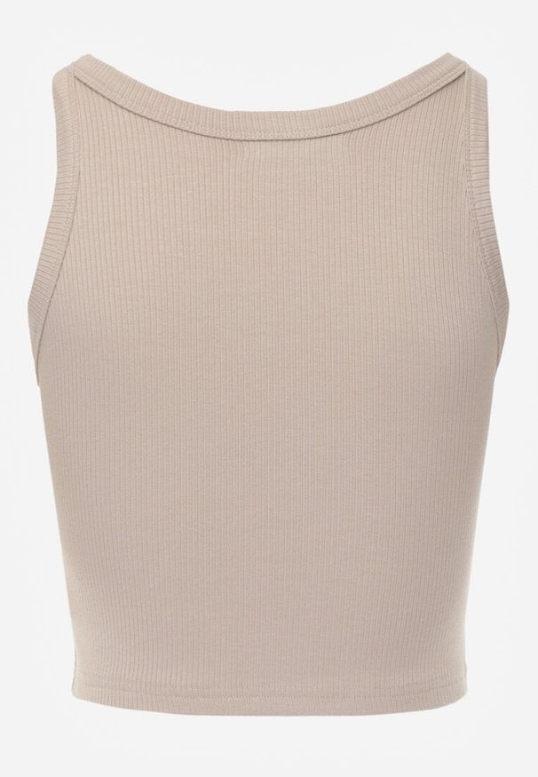 Renee - Beżowy Top na Ramiączkach Basic Prążkowany Zitira. Okazja: na co dzień. Kolor: beżowy. Materiał: prążkowany. Długość rękawa: na ramiączkach. Styl: casual