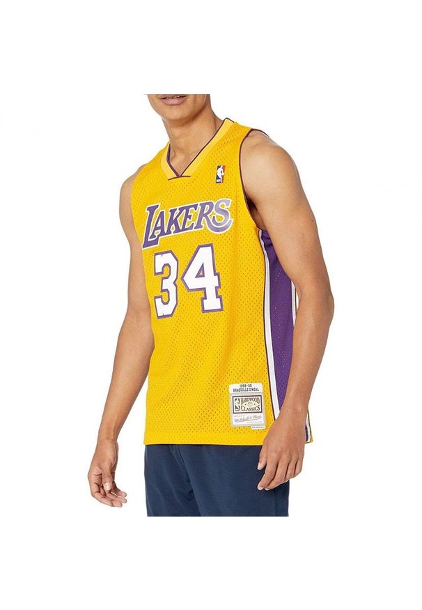 Koszulka do koszykówki męska Mitchell & Ness NBA Swingman Home Jersey Lakers 99. Kolor: żółty, pomarańczowy, wielokolorowy. Materiał: jersey. Długość rękawa: bez rękawów. Sport: koszykówka