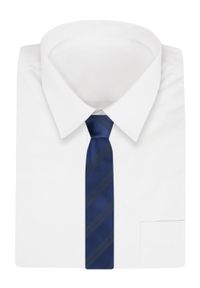 Męski Krawat - Angelo di Monti - Granat z Fakturą w Prążek. Kolor: niebieski. Materiał: tkanina. Wzór: prążki. Styl: wizytowy, elegancki #2