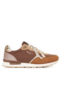 Pepe Jeans Sneakersy Brit Glitter W PLS400005 Brązowy. Kolor: brązowy. Materiał: materiał