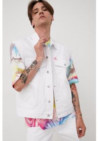 Calvin Klein Jeans bezrękawnik jeansowy J30J321576.PPYY męski kolor biały przejściowy. Kolor: biały. Długość rękawa: bez rękawów. Wzór: haft #5