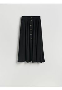 Reserved - Spódnica z wiskozą - czarny. Kolor: czarny. Materiał: wiskoza. Wzór: gładki #1