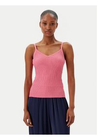Fracomina Top FR25ST4006K410J9 Koralowy Slim Fit. Kolor: pomarańczowy. Materiał: wiskoza