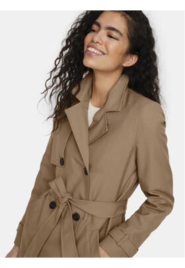 Vero Moda Trencz Celeste 10239411 Brązowy Regular Fit. Kolor: brązowy. Materiał: syntetyk