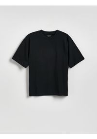 Reserved - Bawełniany t-shirt - czarny. Kolor: czarny. Materiał: bawełna