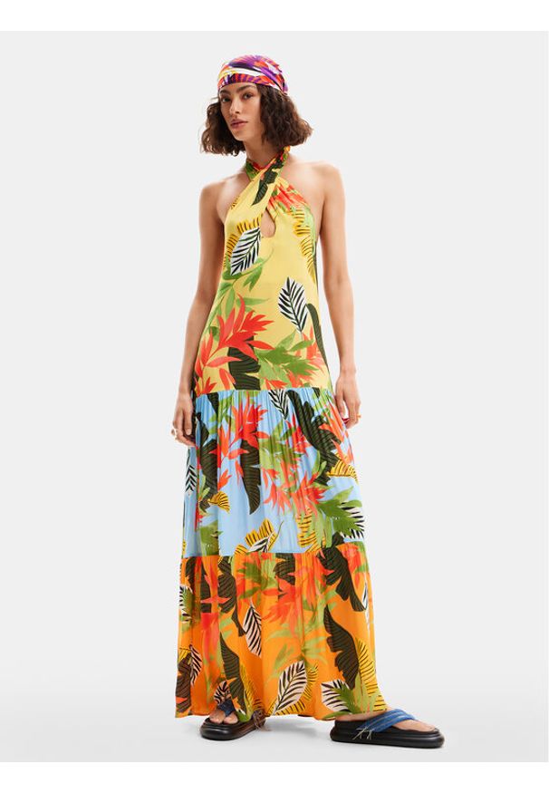 Desigual Sukienka letnia Tropi 24SWMW08 Kolorowy Loose Fit. Materiał: wiskoza. Wzór: kolorowy. Sezon: lato