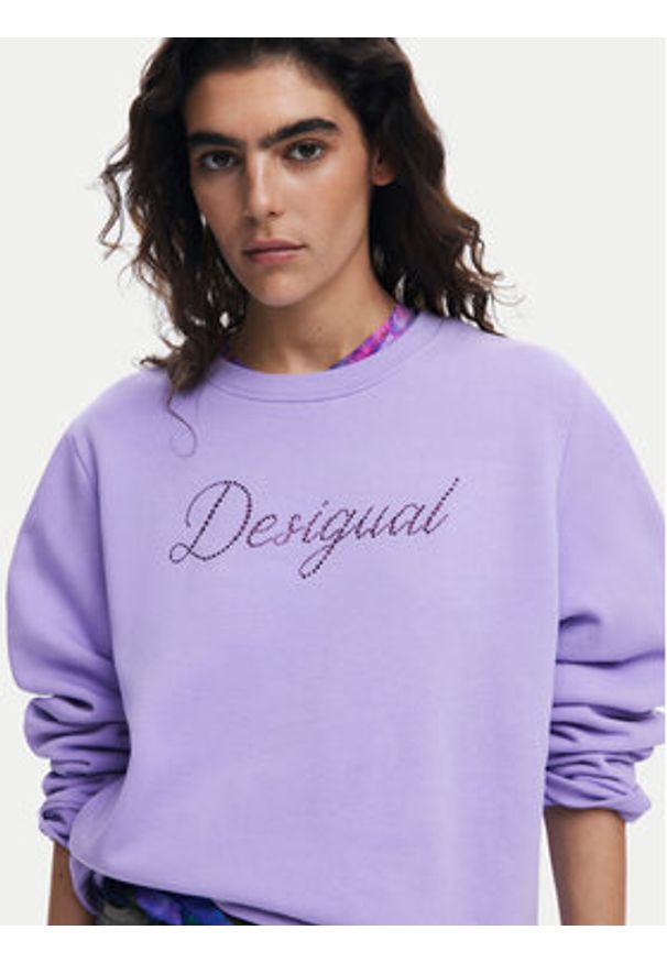 Desigual Bluza 25SWSK16 Fioletowy Regular Fit. Kolor: fioletowy. Materiał: bawełna