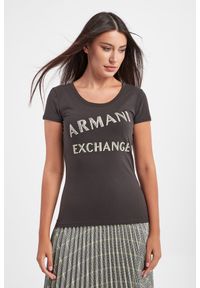 Armani Exchange - T-shirt ARMANI EXCHANGE. Długość rękawa: krótki rękaw. Długość: krótkie. Wzór: nadruk, gładki