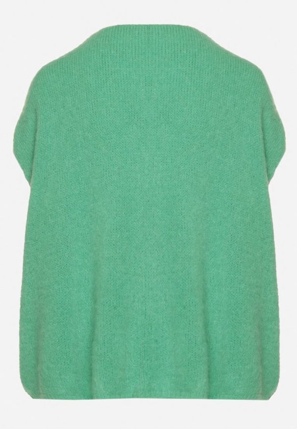 Born2be - Zielona Kamizelka Narzutka z Moherem Wiązana z Przodu Vikilana. Okazja: na co dzień. Kolor: zielony. Materiał: moher. Wzór: aplikacja. Styl: elegancki, casual