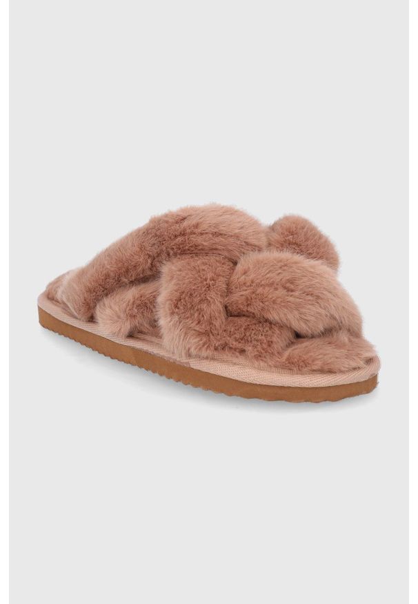 Flip*Flop Kapcie kolor brązowy. Kolor: brązowy. Materiał: materiał. Wzór: gładki