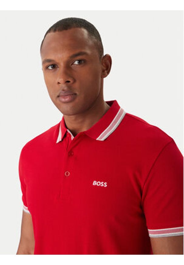 BOSS Polo Paddy 50469055 Czerwony Regular Fit. Typ kołnierza: polo. Kolor: czerwony. Materiał: bawełna