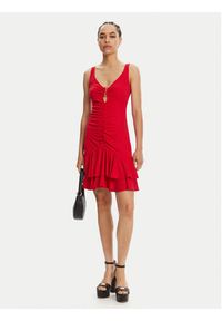 Just Cavalli Sukienka codzienna 78PAO907 Czerwony Slim Fit. Okazja: na co dzień. Kolor: czerwony. Materiał: syntetyk. Typ sukienki: proste. Styl: casual