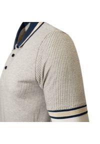 Męska Koszulka Polo - Pako Jeans - Beżowa, Drobny Wzorek. Okazja: na co dzień. Typ kołnierza: polo. Kolor: wielokolorowy, brązowy, beżowy. Materiał: bawełna. Styl: casual #2