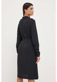 Pinko sukienka z domieszką jedwabiu kolor czarny mini. Okazja: na co dzień. Kolor: czarny. Materiał: jedwab. Długość rękawa: długi rękaw. Typ sukienki: proste. Styl: casual. Długość: mini #4