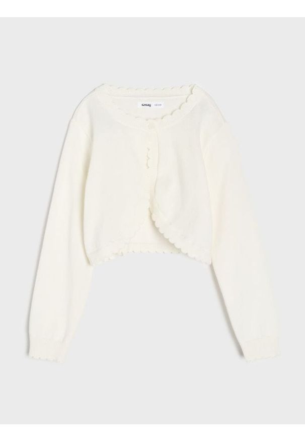 Sinsay - Bawełniany kardigan - biały. Kolor: biały. Materiał: bawełna