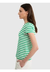 Big-Star - Koszulka damska bawełniana w paski zielona Salinsa 301. Kolor: zielony. Materiał: bawełna. Wzór: paski. Sezon: lato. Styl: wakacyjny, elegancki