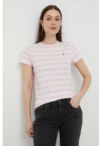 Polo Ralph Lauren t-shirt bawełniany kolor różowy. Typ kołnierza: polo. Kolor: różowy. Materiał: bawełna. Długość rękawa: krótki rękaw. Długość: krótkie #1