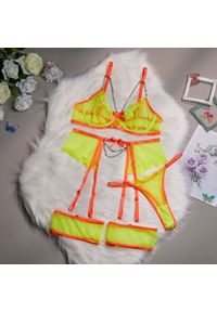 Intica - Bielizna z koronką i łańcuszkiem na romantyczne wieczory Jeehyun. Kolor: wielokolorowy. Materiał: koronka. Wzór: koronka #1