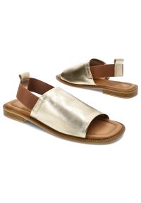 Złote Sandały Artiker Modne Obuwie Damskie. Okazja: na co dzień. Zapięcie: pasek. Kolor: złoty. Materiał: skóra. Wzór: paski. Sezon: lato. Styl: wizytowy, casual #3