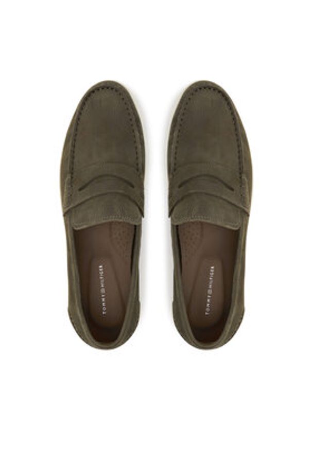 TOMMY HILFIGER - Tommy Hilfiger Mokasyny Nubuck P Loafer FM0FM05350 Khaki. Kolor: brązowy. Materiał: nubuk, skóra