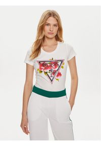 Guess T-Shirt W4YI71 J1314 Biały Regular Fit. Kolor: biały. Materiał: bawełna