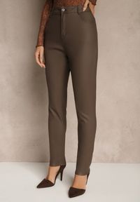 Renee - Brązowe Spodnie Skinny Zangi. Kolekcja: plus size. Kolor: brązowy. Styl: klasyczny #3