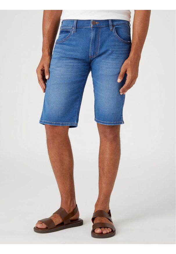 Wrangler Szorty jeansowe Colton W16CXPZ35 112330744 Niebieski Regular Fit. Kolor: niebieski. Materiał: jeans, bawełna