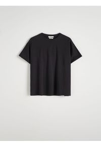 Reserved - Bawełniany t-shirt - czarny. Kolor: czarny. Materiał: bawełna. Wzór: gładki