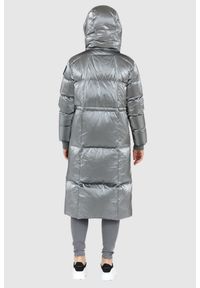 Blauer USA - BLAUER Srebrny puchowy płaszcz damski Naomi z odpinanym kapturem, Rozmiar S. Kolor: srebrny. Materiał: poliamid, puch #4