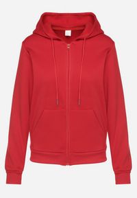 Born2be - Czerwona Rozpinana Bluza z Kapturem Bawełną i Sznurkami Viltara. Okazja: na co dzień. Typ kołnierza: kaptur. Kolor: czerwony. Materiał: bawełna. Styl: casual #6