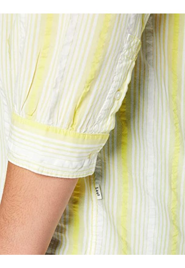 Lee - LEE ESSENTIAL BLOUSE DAMSKA KOSZULA MATERIAŁOWA W PASKI LIME JUICE L45VZQQI 112110651. Materiał: materiał. Wzór: paski